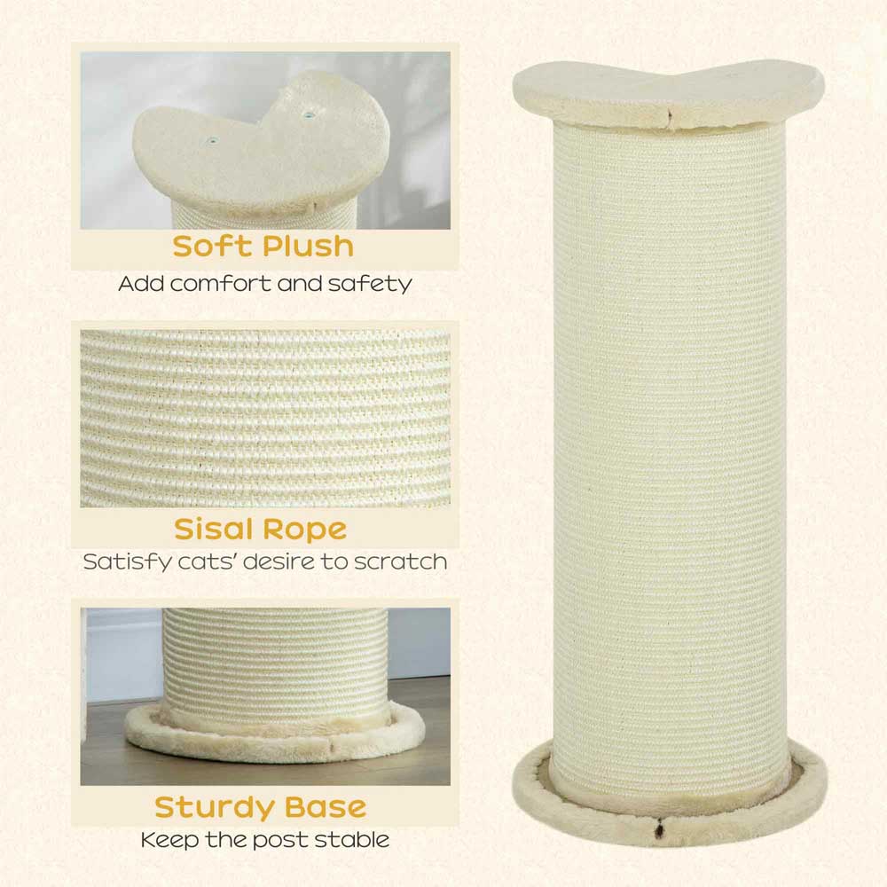 PawHut 85cm Tall Cat Scratching Post for Indoor Corner Use - Beige Image 4