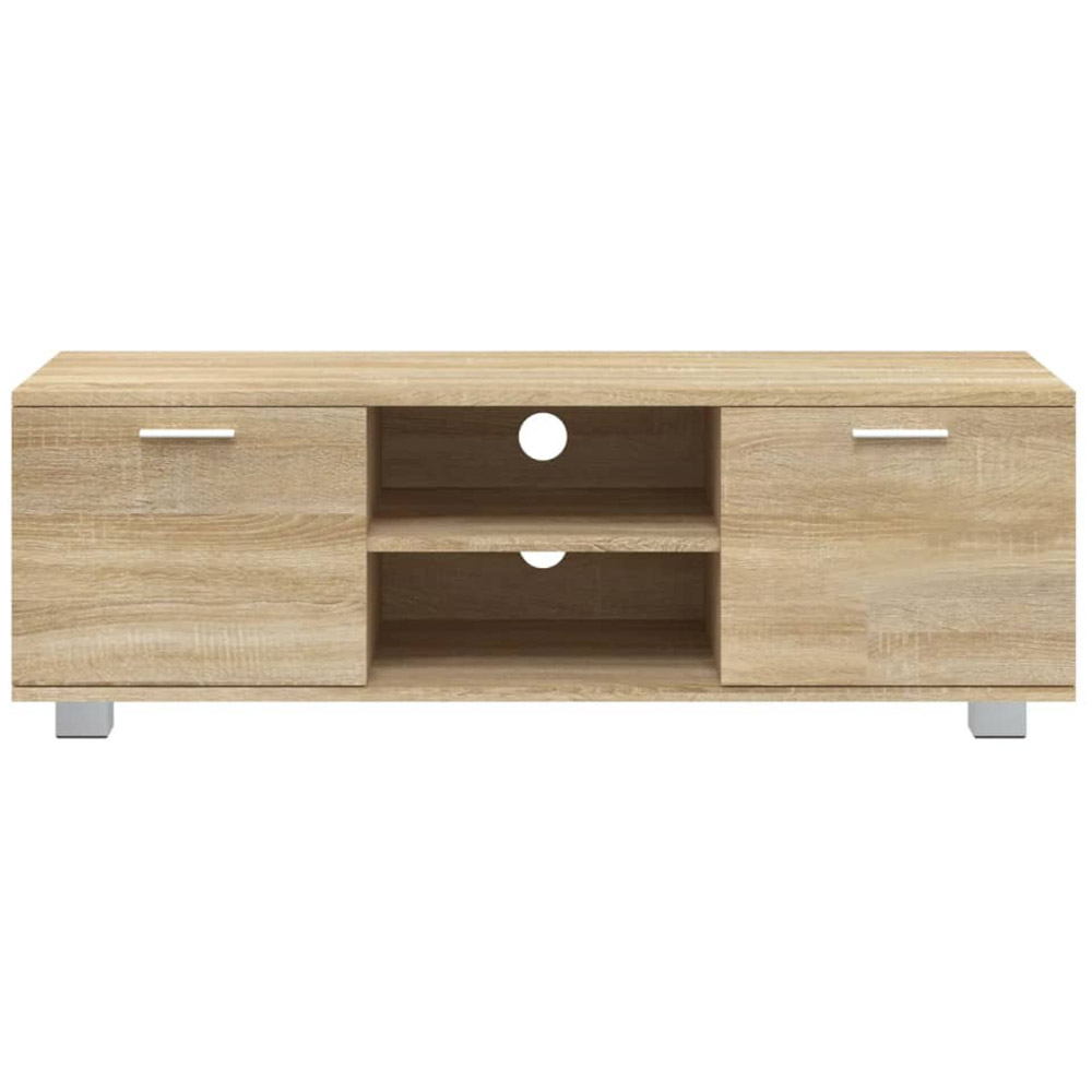 vidaXL 2 Door 2 Open Shelf Sonoma Oak TV Cabinet with Handles Image 4