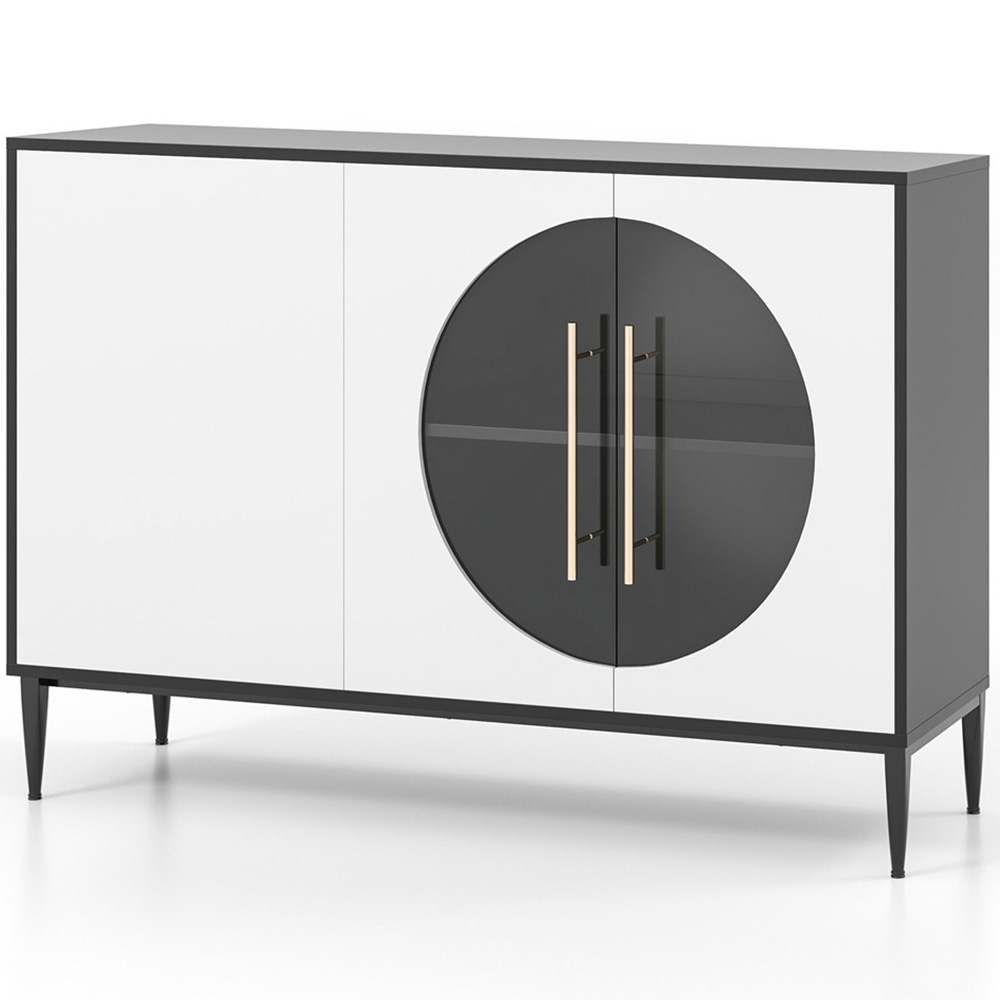 Costway 3 Door Black and White Sideboard Image 2