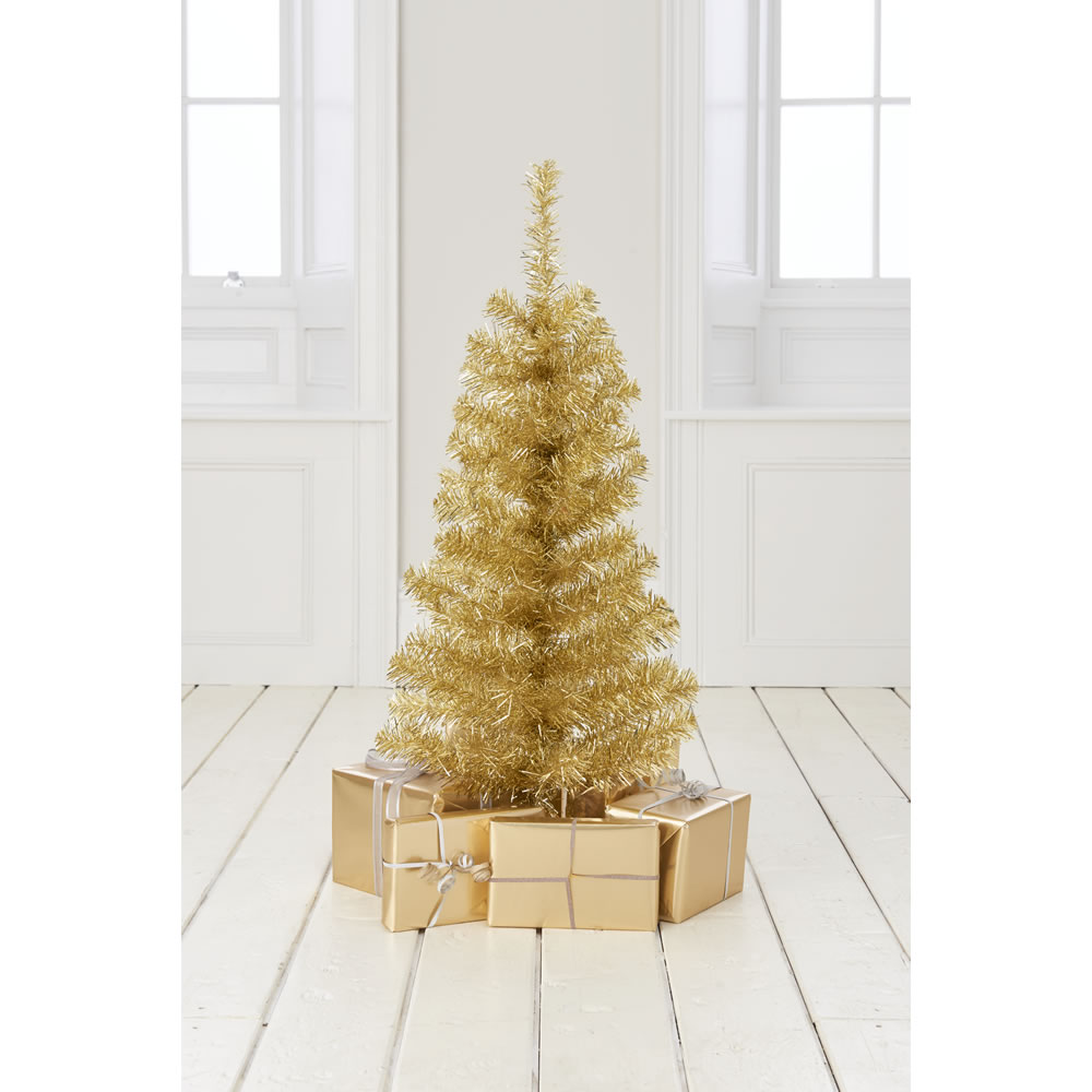 Wilko 3ft Champagne Gold Artificial Christmas Tree Image 4