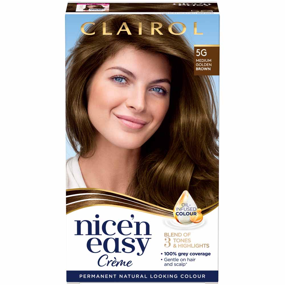 Clairol Nice'n Easy Medium Golden Brown 5G Permanent Hair Dye Image 1