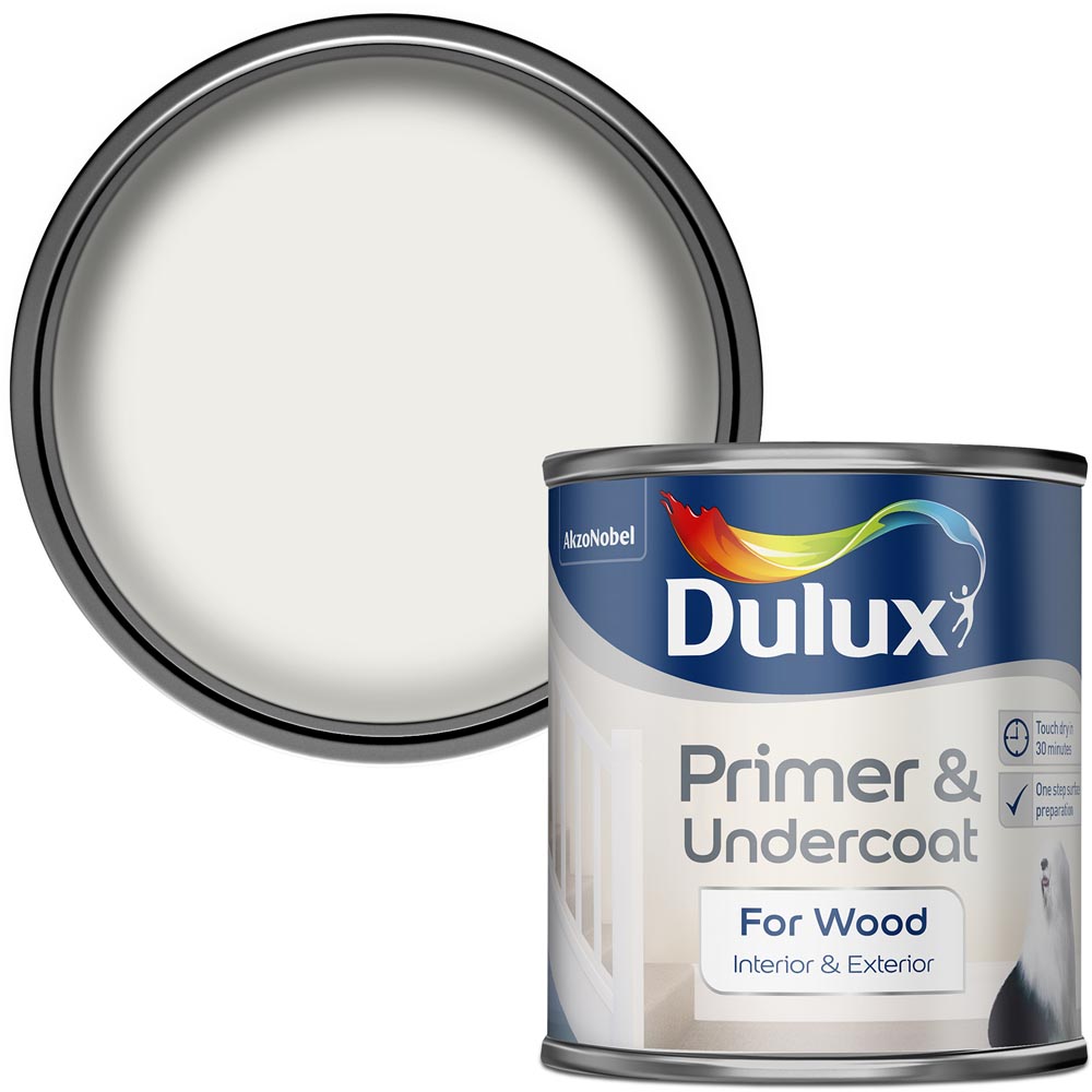 Dulux Wood Undercoat & Primer White Paint 250ml Image 1