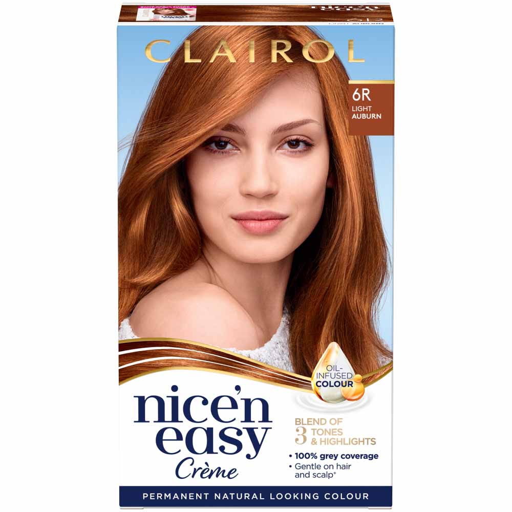 Clairol Nice'n Easy Light Auburn 6R Permanent Hair  Dye Image 1