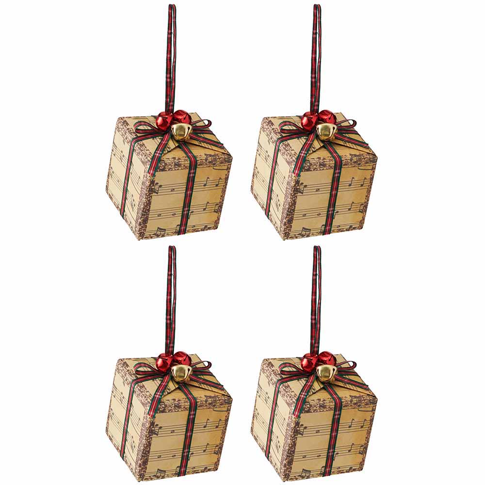 Wilko Traditional Musical Note Parcel Christmas Baubles 4 Pack Image 2