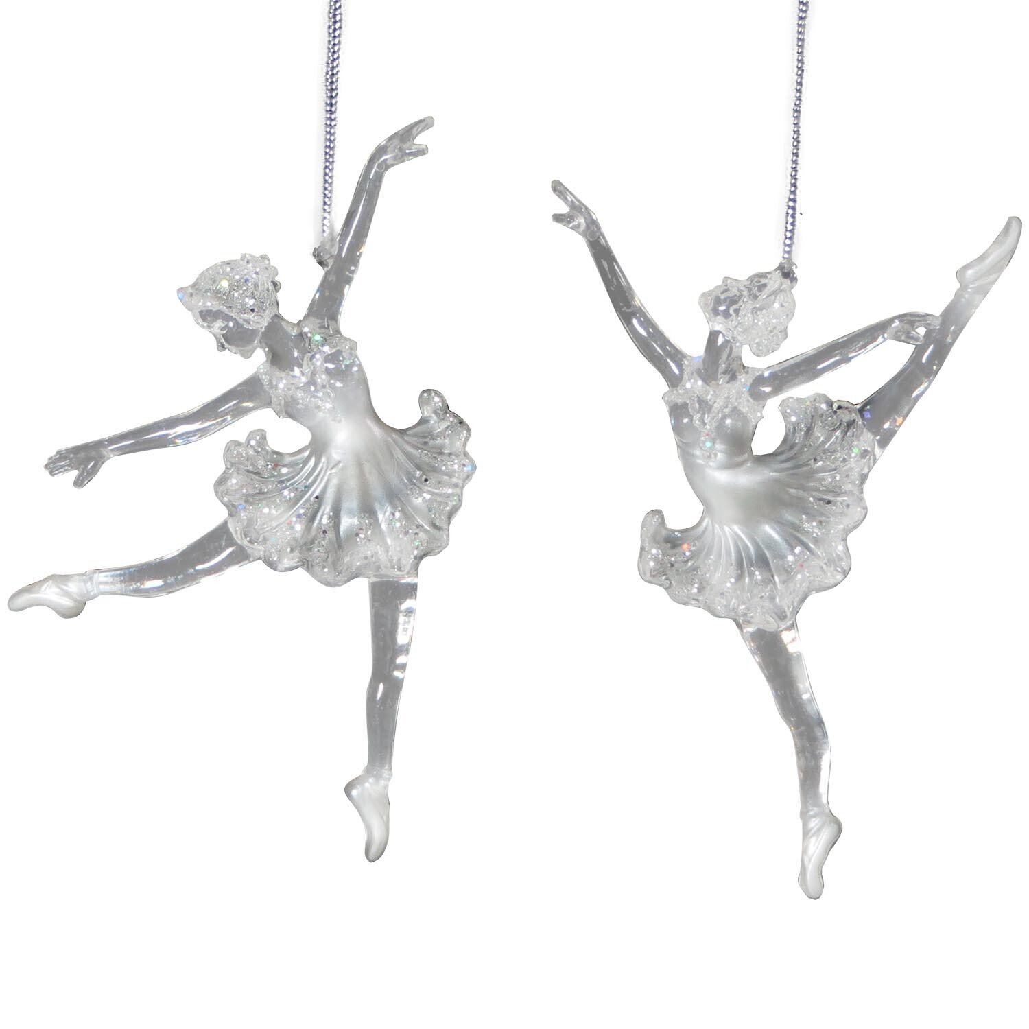 Frosted Fairytale White and Silver Dancing Ballerina Decoration Ornament Image