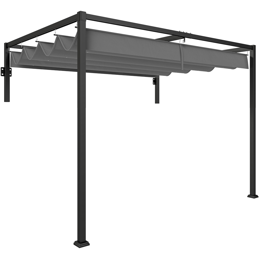 Outsunny 2 x 3m Grey Retractable Lean to Pergola Image 2