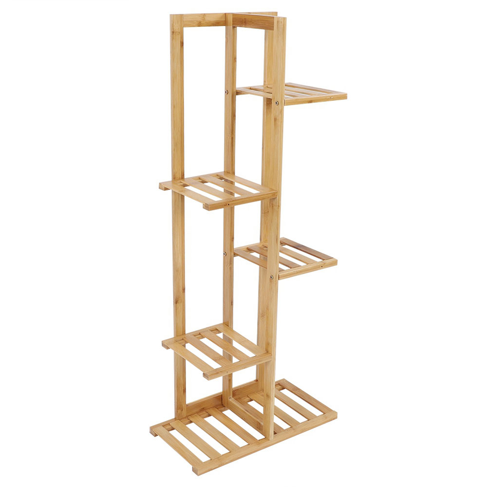 Living and Home Multitiered Wooden Natural Plant Stand Image 1