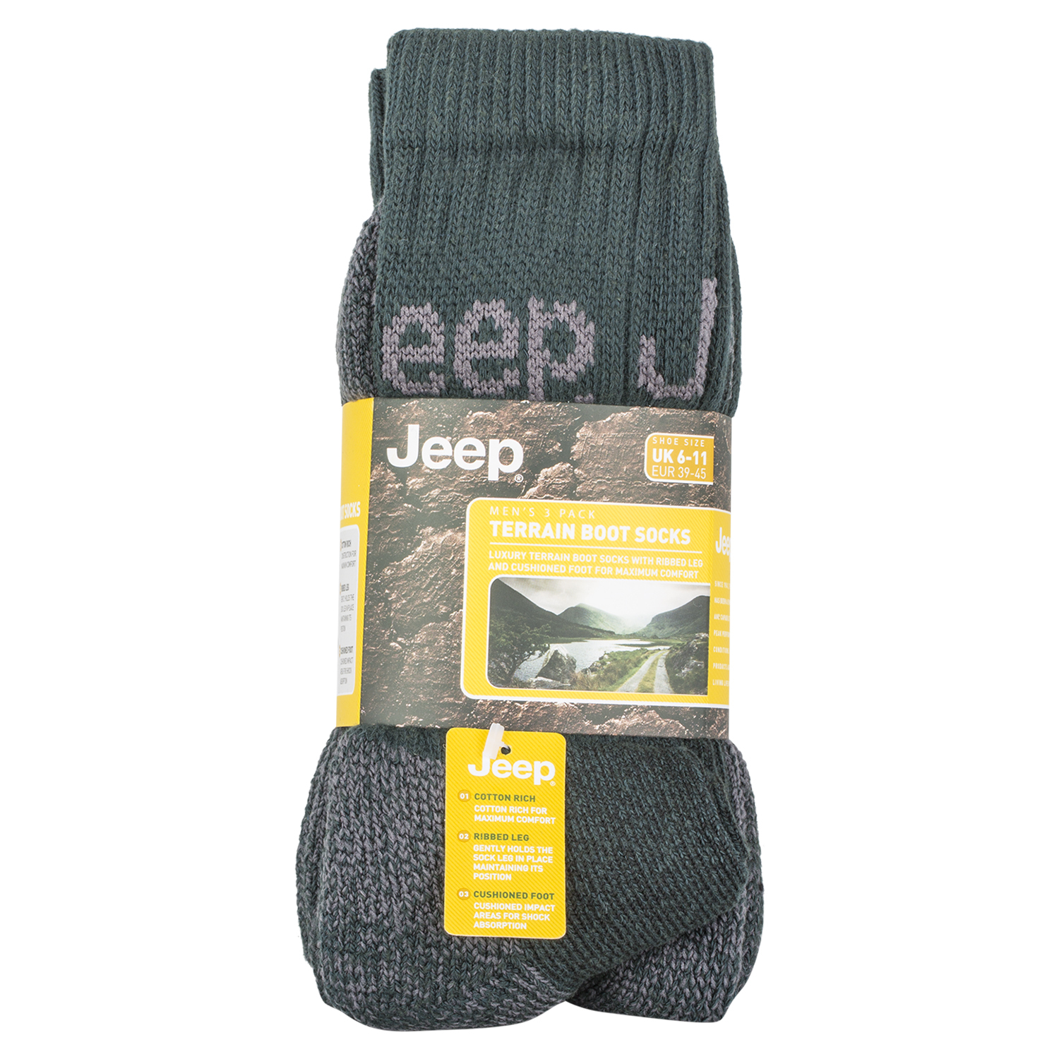 Single Jeep Terrain Mens Socks 3 Pack in Assorted styles Image 4