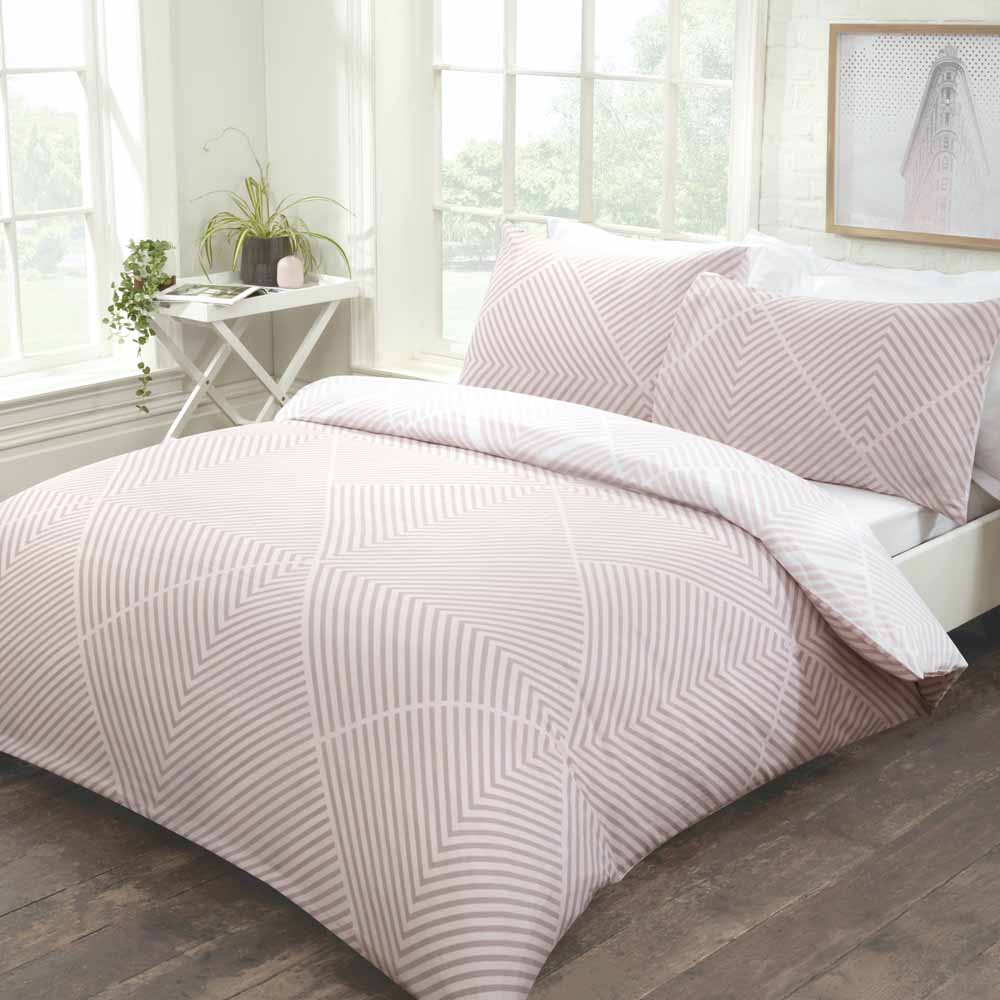 Sleepdown Geo Duvet Set Pink Double Wilko