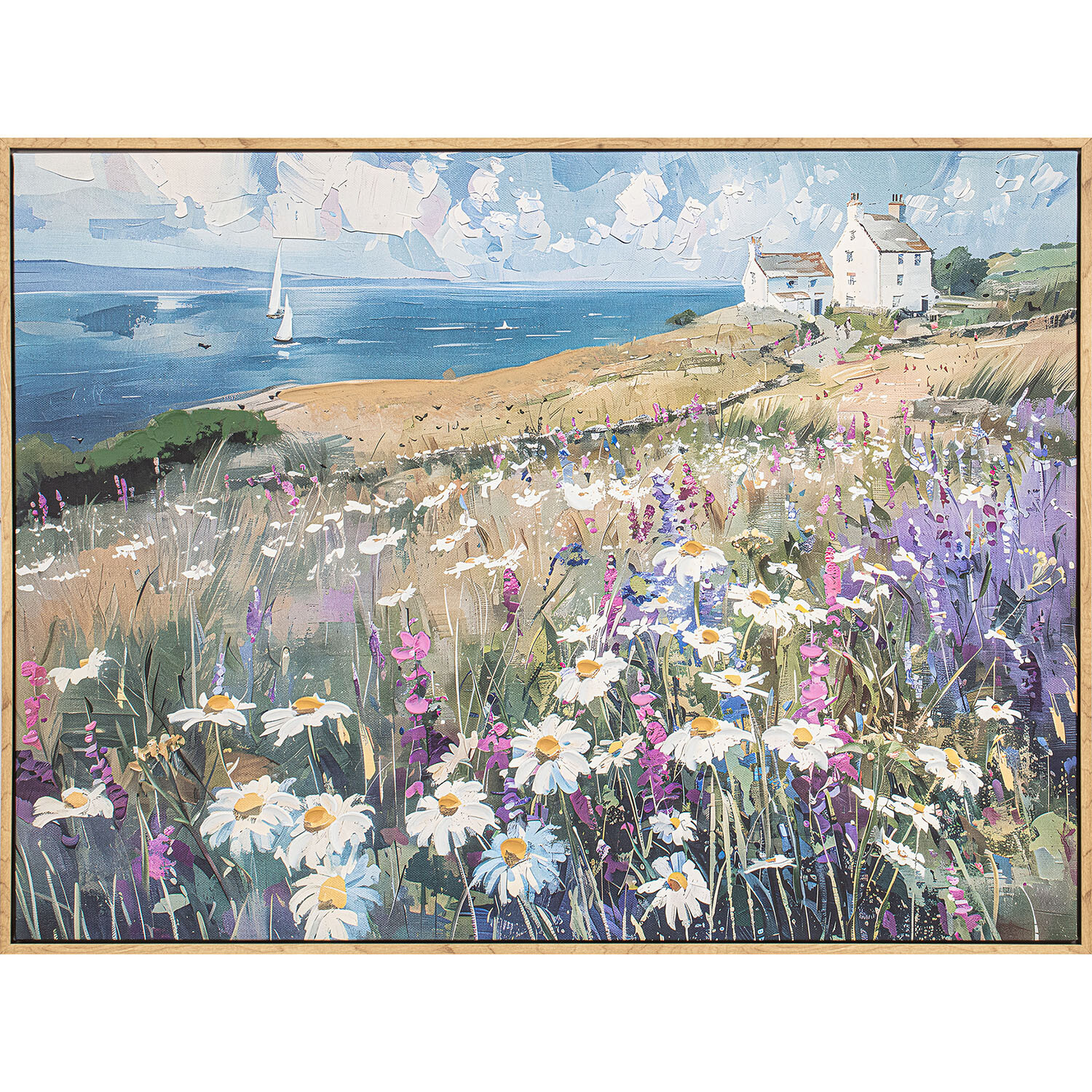 Coastal Retreat Floral Framed Canvas - Multicolour Image 1