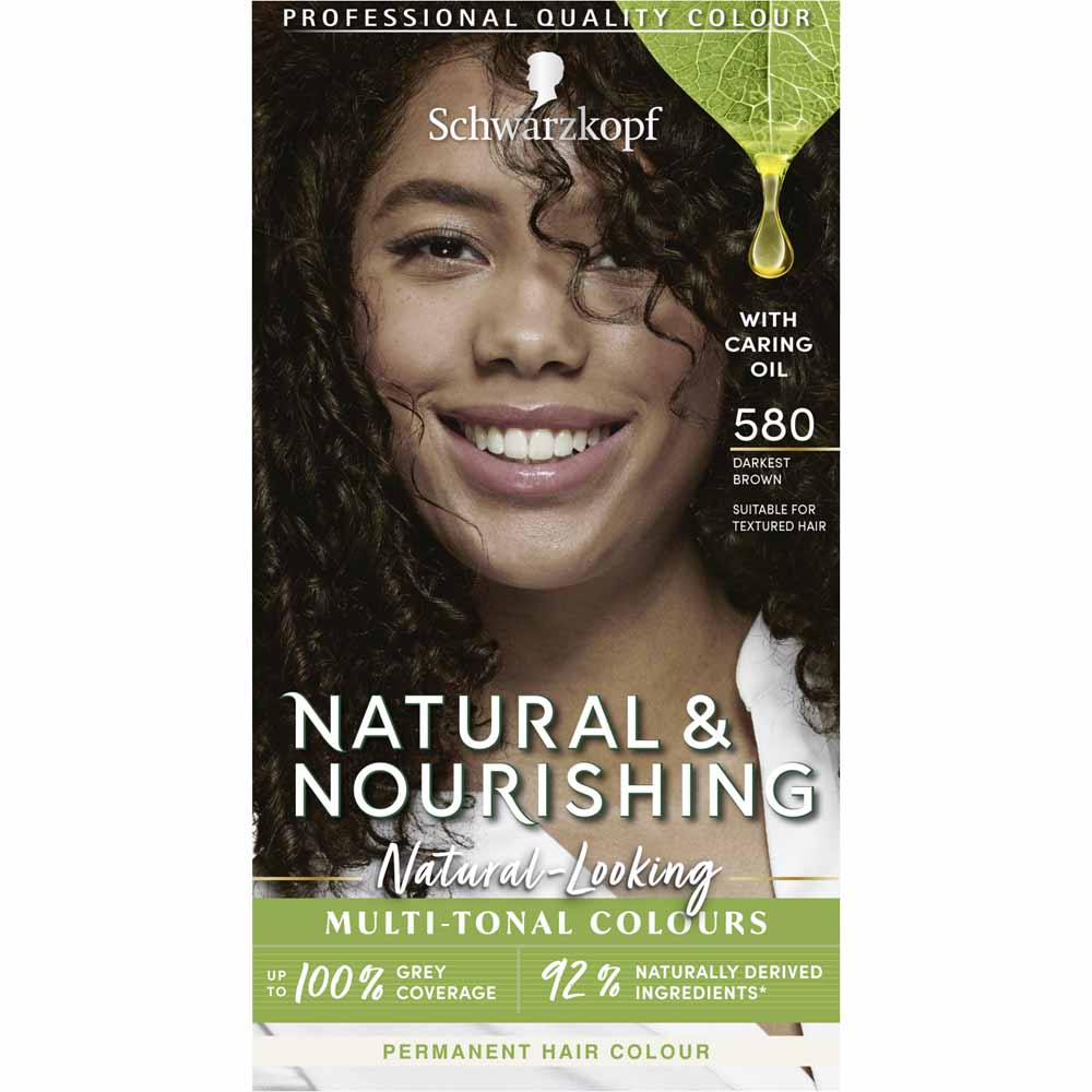 Schwarzkopf Natural and Nourishing Vegan Darkest Brown 580 Hair Dye Image 1