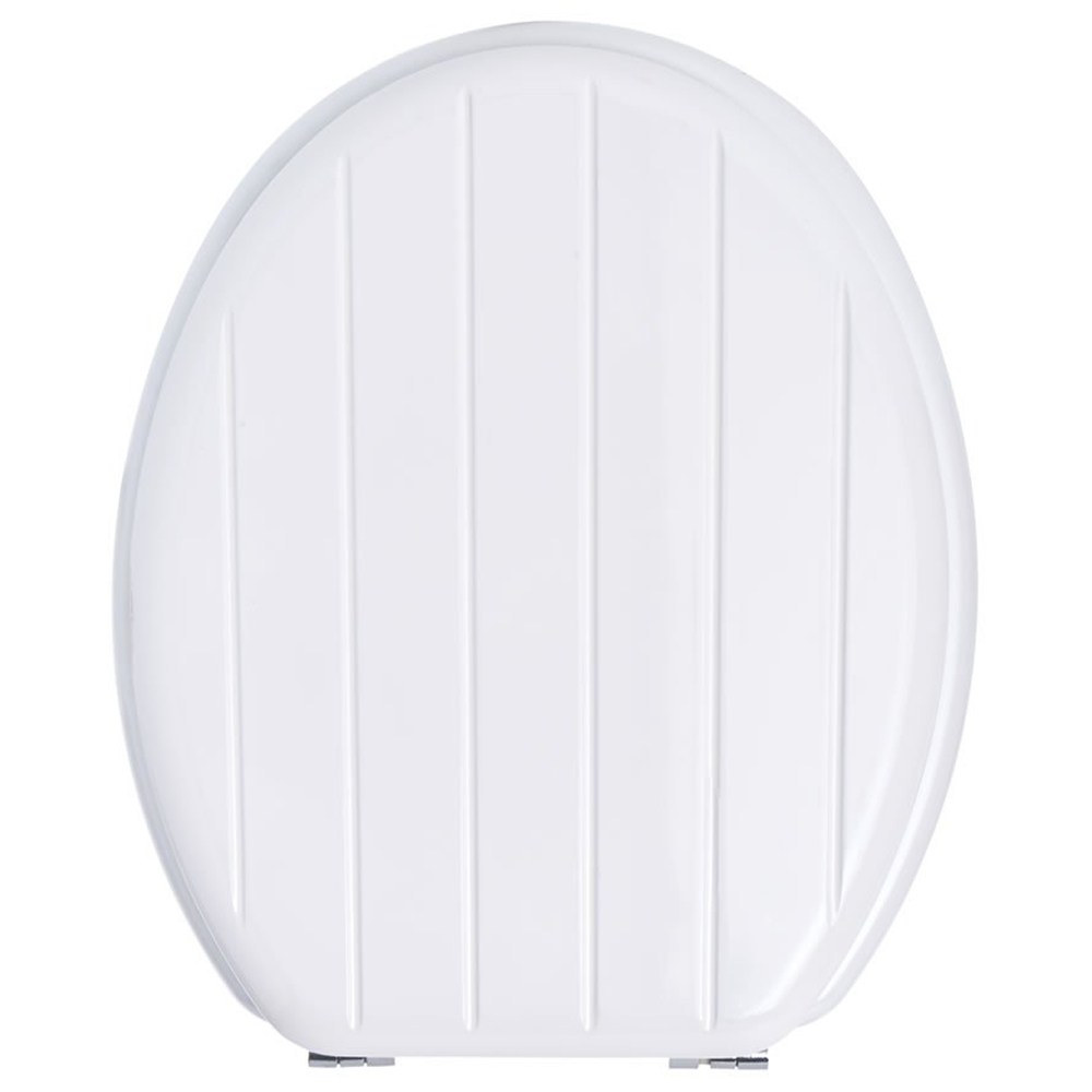 Wilko Tongue and Groove Effect White Toilet Seat Image 5