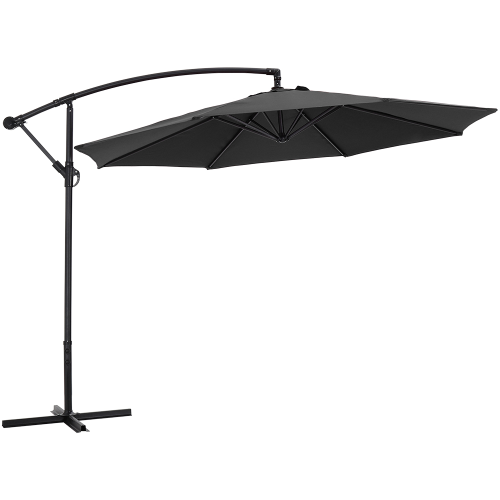 Living and Home Black Cantilever Parasol with Cross Base 3m Image 1