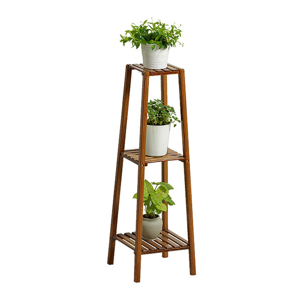 Living and Home 3 Tier Wooden Vintage Natural Plant Stand Image 3