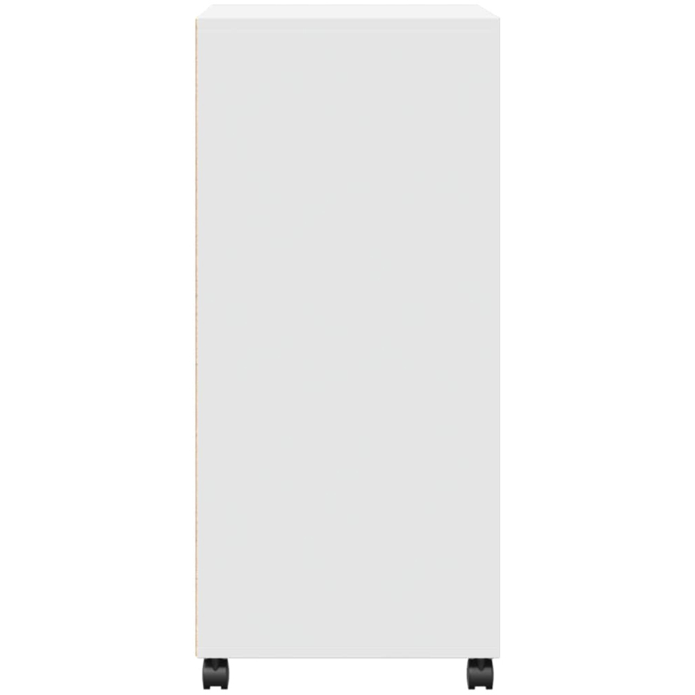 vidaXL 2 Door Single Shelf White Rolling Storage Cabinet Image 5