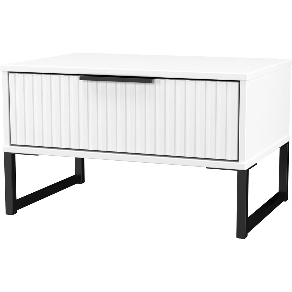 Crowndale Fluted Single Drawer White Matt Wide Side Table Ready Assembled Image 4