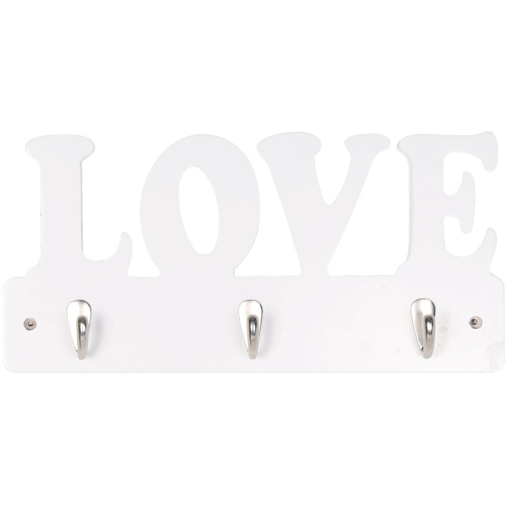 White Satin 3 Hook Love Coat Rail Image