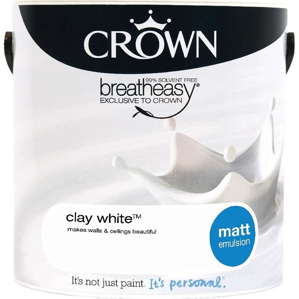 Crown Clay White Matt Emulsion Paint 2.5L Image 1