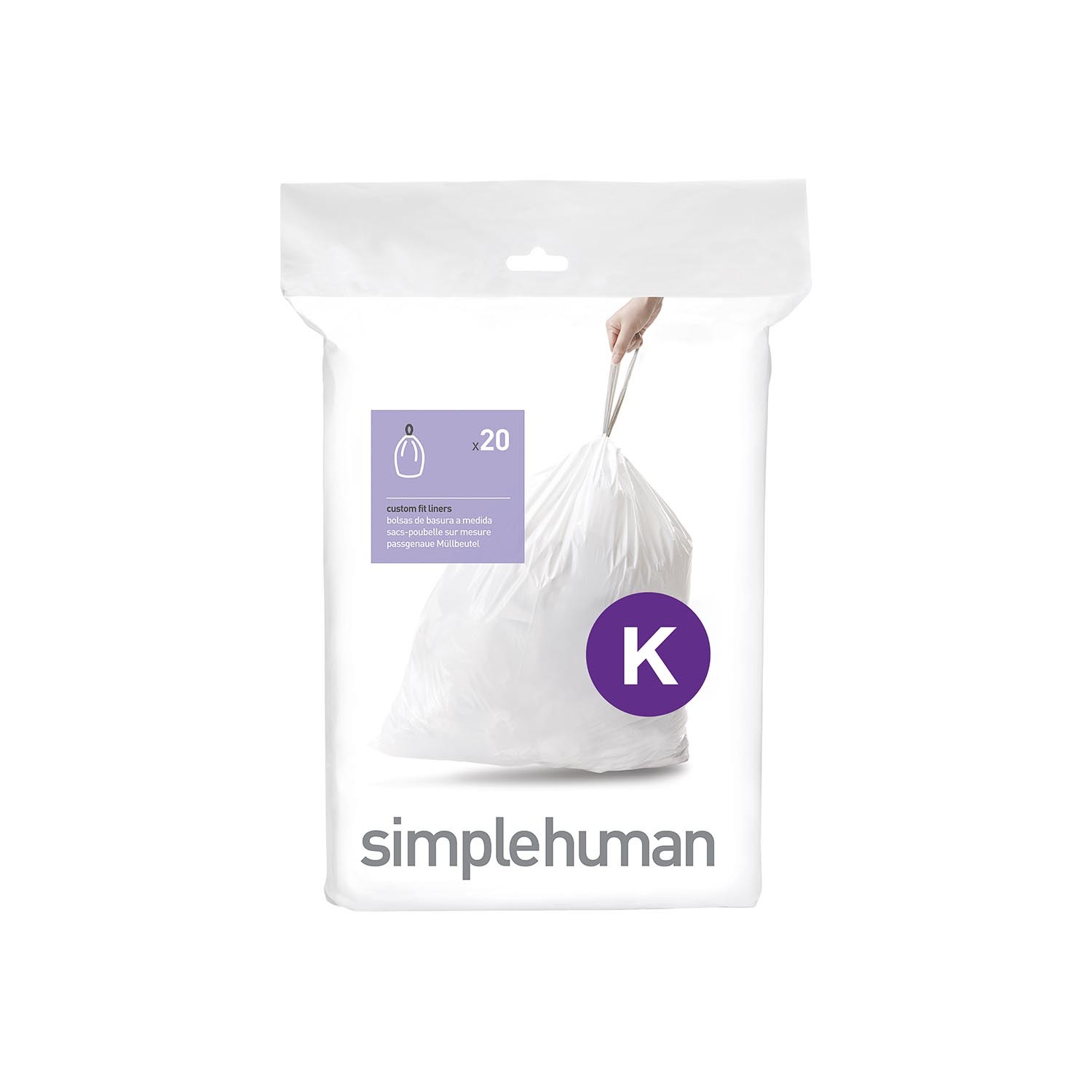 Simplehuman Custom Fit K Bin Liners 38L 20 Pack Image 1