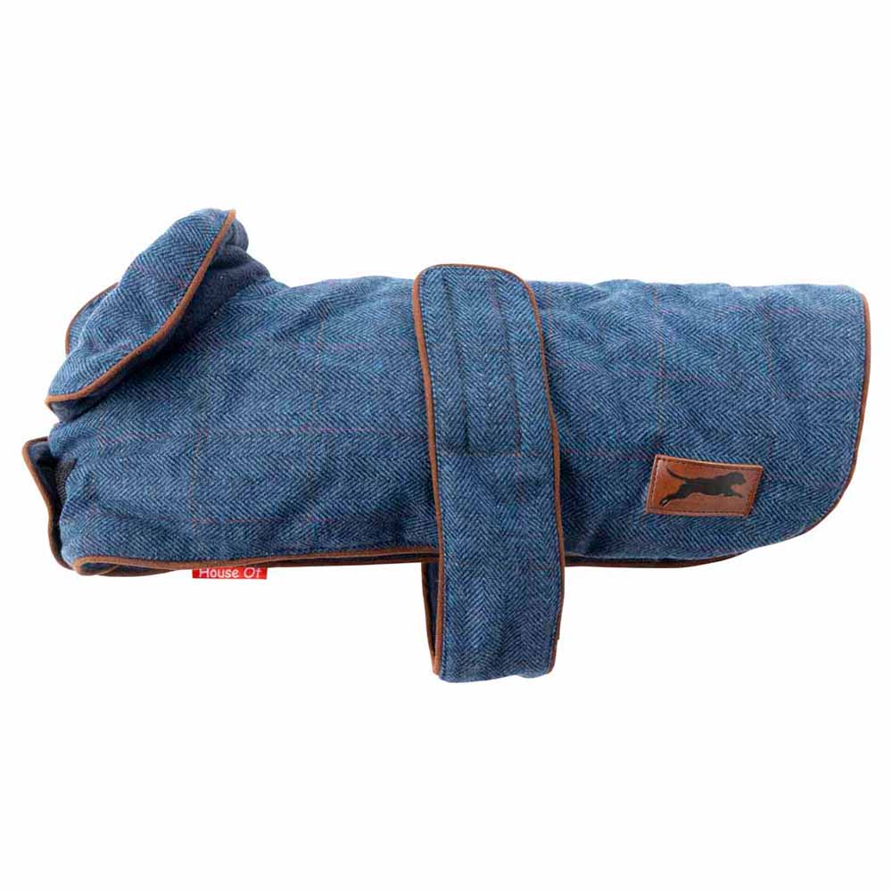 House Of Paws Medium Navy Dark Tweed Dog Coat Image 1