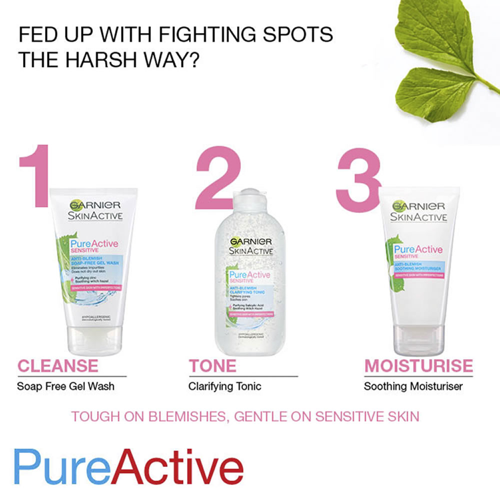 Garnier Pure Active Sensitive Anti Blemish Soap Free Face Wash 150ml Image 2