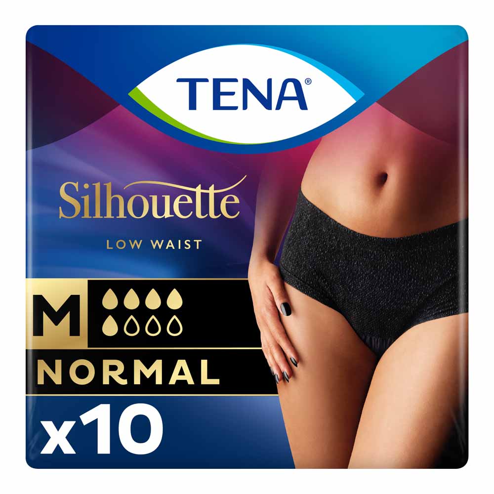 TENA Lady Silhouette Normal Black Incontinence Pants Medium 10 Pack Image