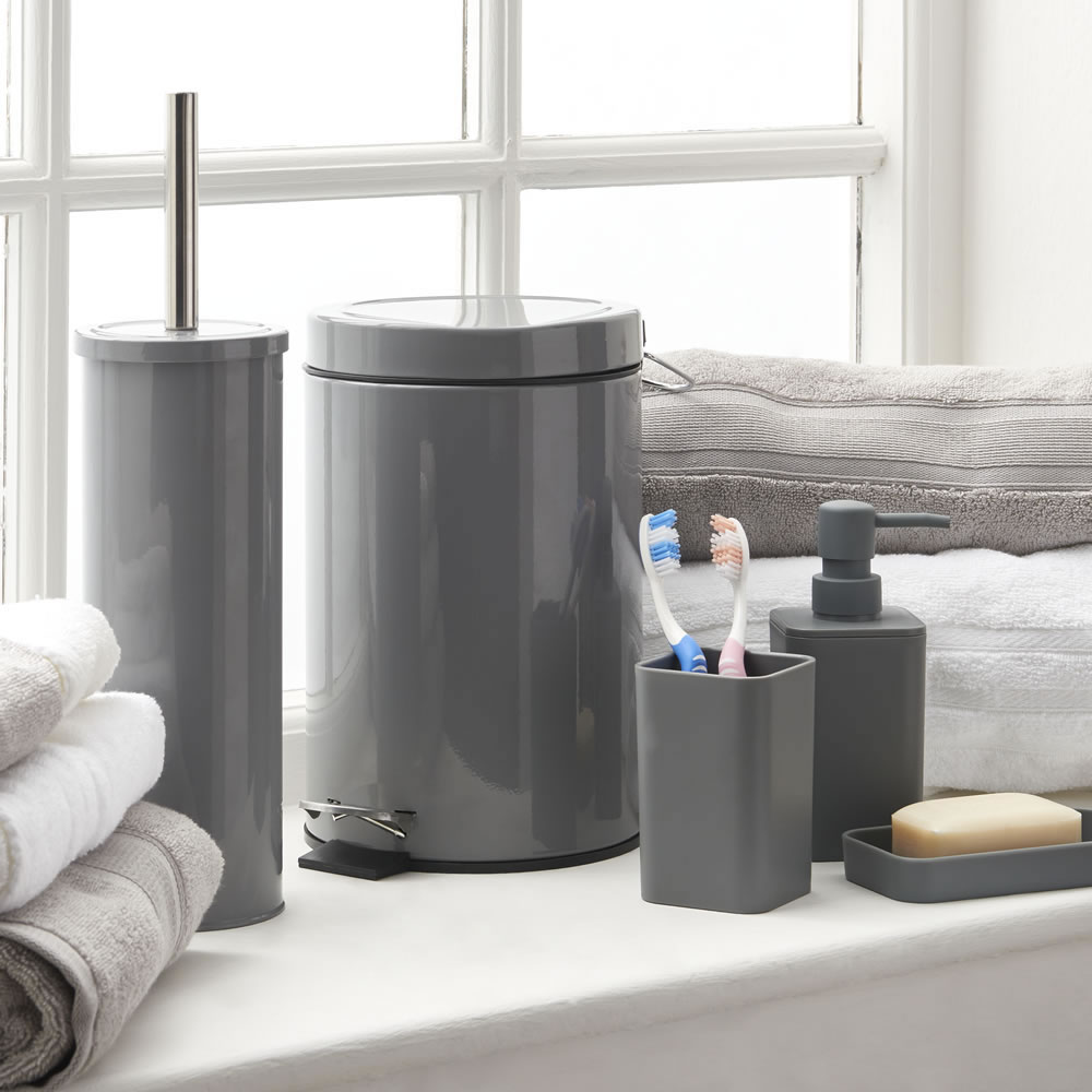 Wilko Grey Retro Toilet Brush and Holder Wilko