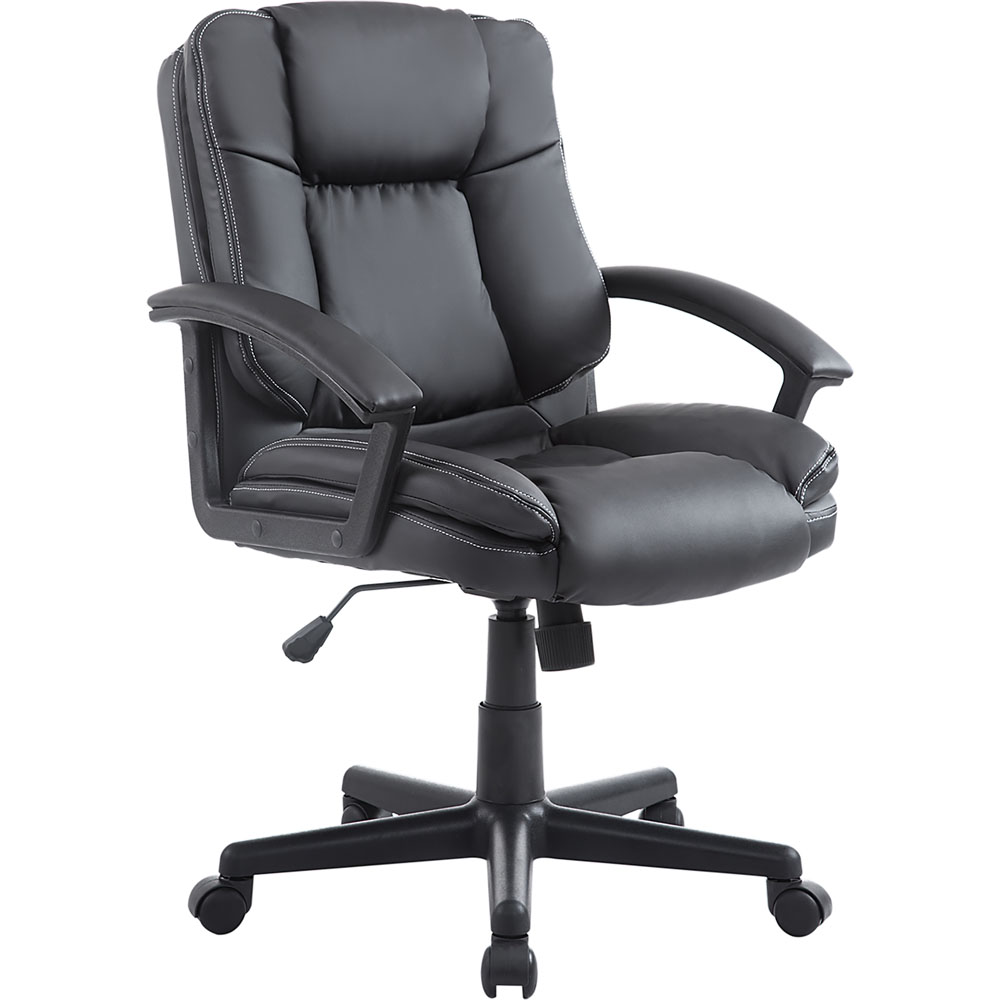 Portland Black PU Leather Swivel Office Chair Image 2