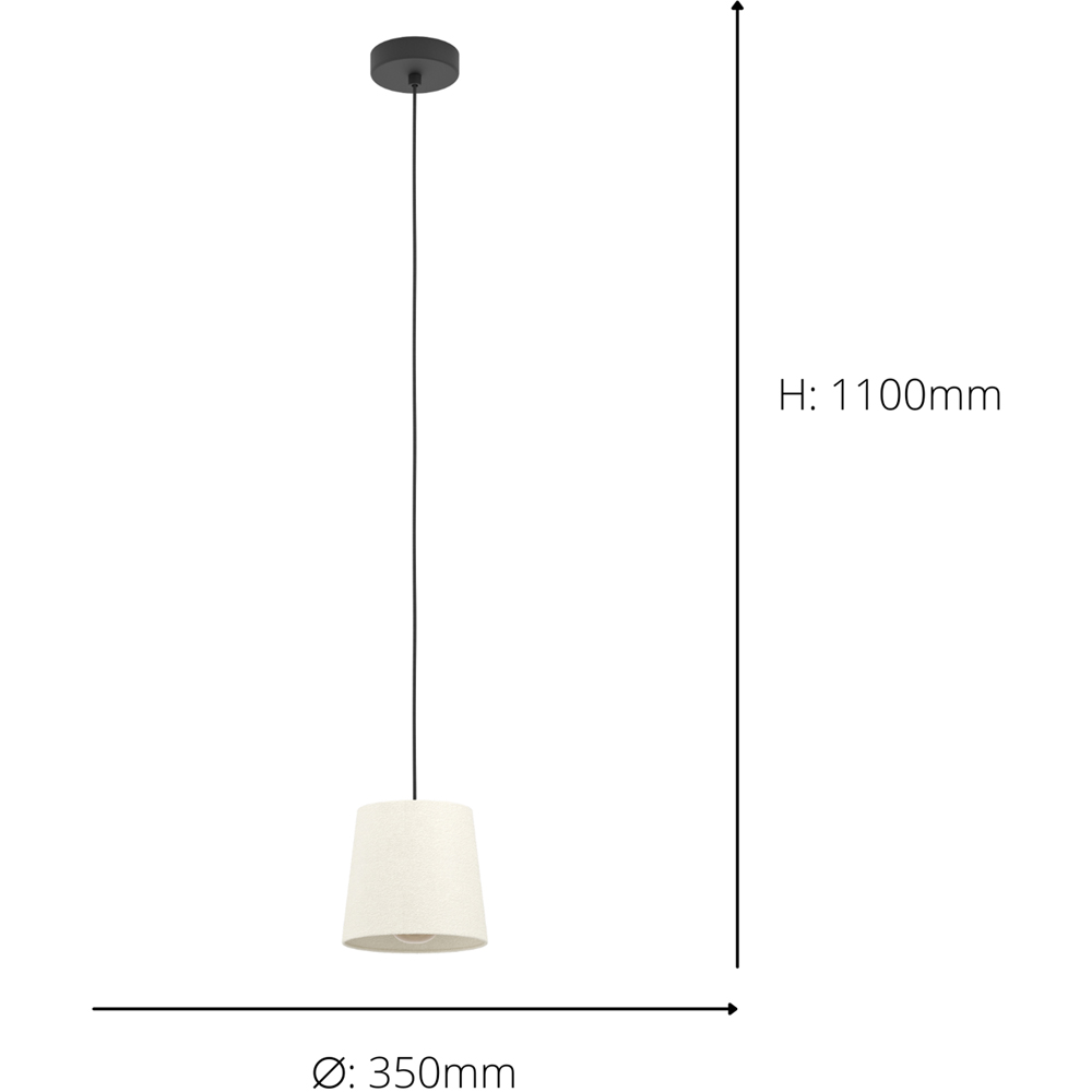 EGLO Febres White Fabric Shade Steel Traditional Pendant Light Image 5