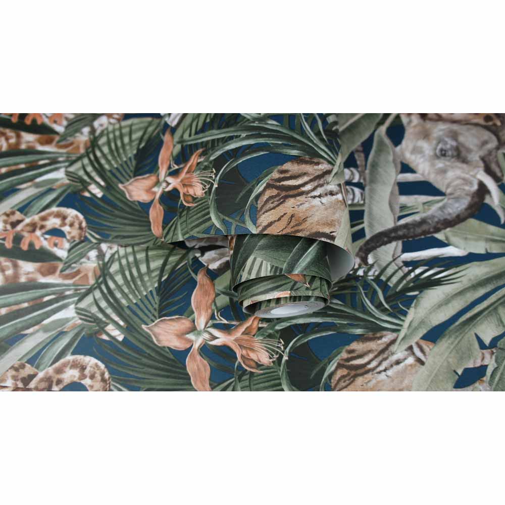Holden Decor Safari Fusion Navy Wallpaper Image 2