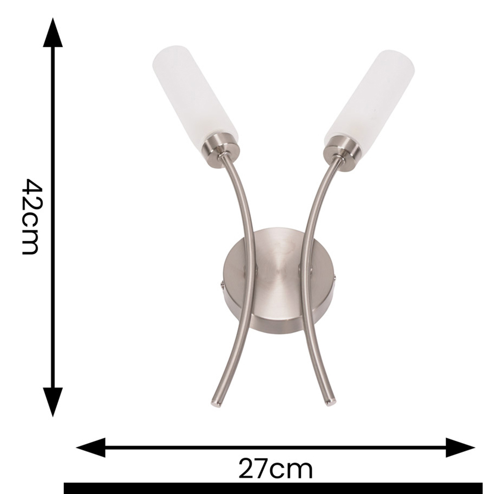 ValueLights Maya 2 Way Brushed Chrome Curved Upright Reed Shaded LED Wall Light Image 7