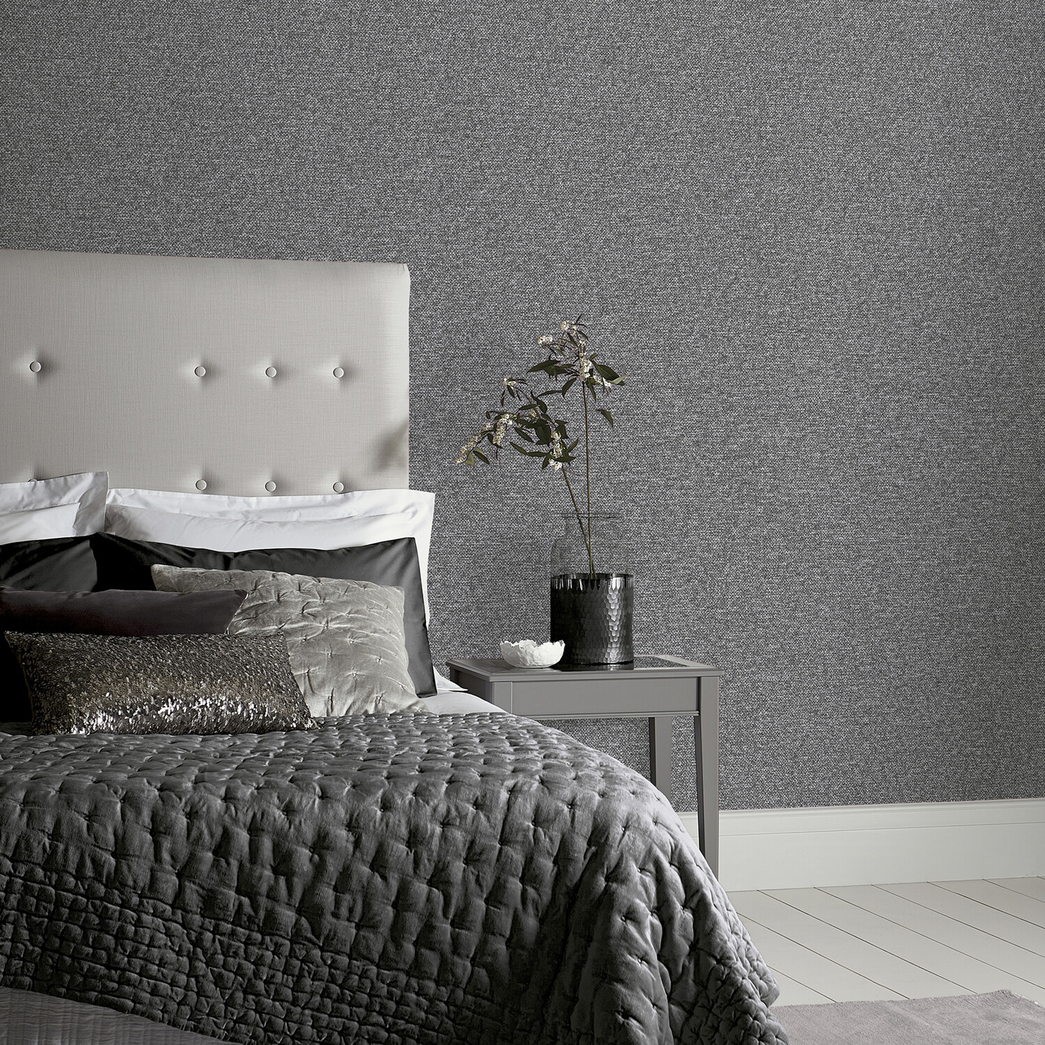 Calico Plain Textured Wallpaper - Gunmetal Image 5