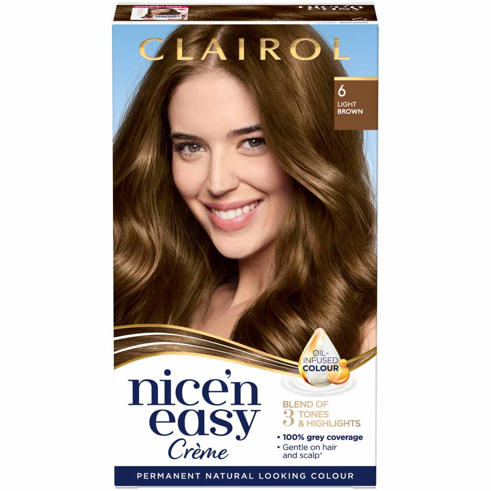 Clairol Nice'n Easy Light Brown 6 Permanent Hair Dye Image 1