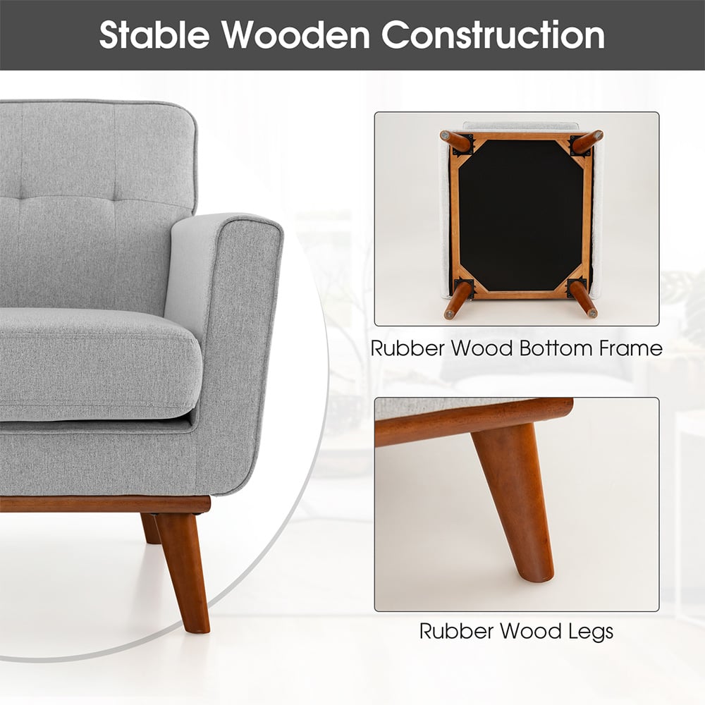 Costway Grey Padded Accent Armchair Image 7