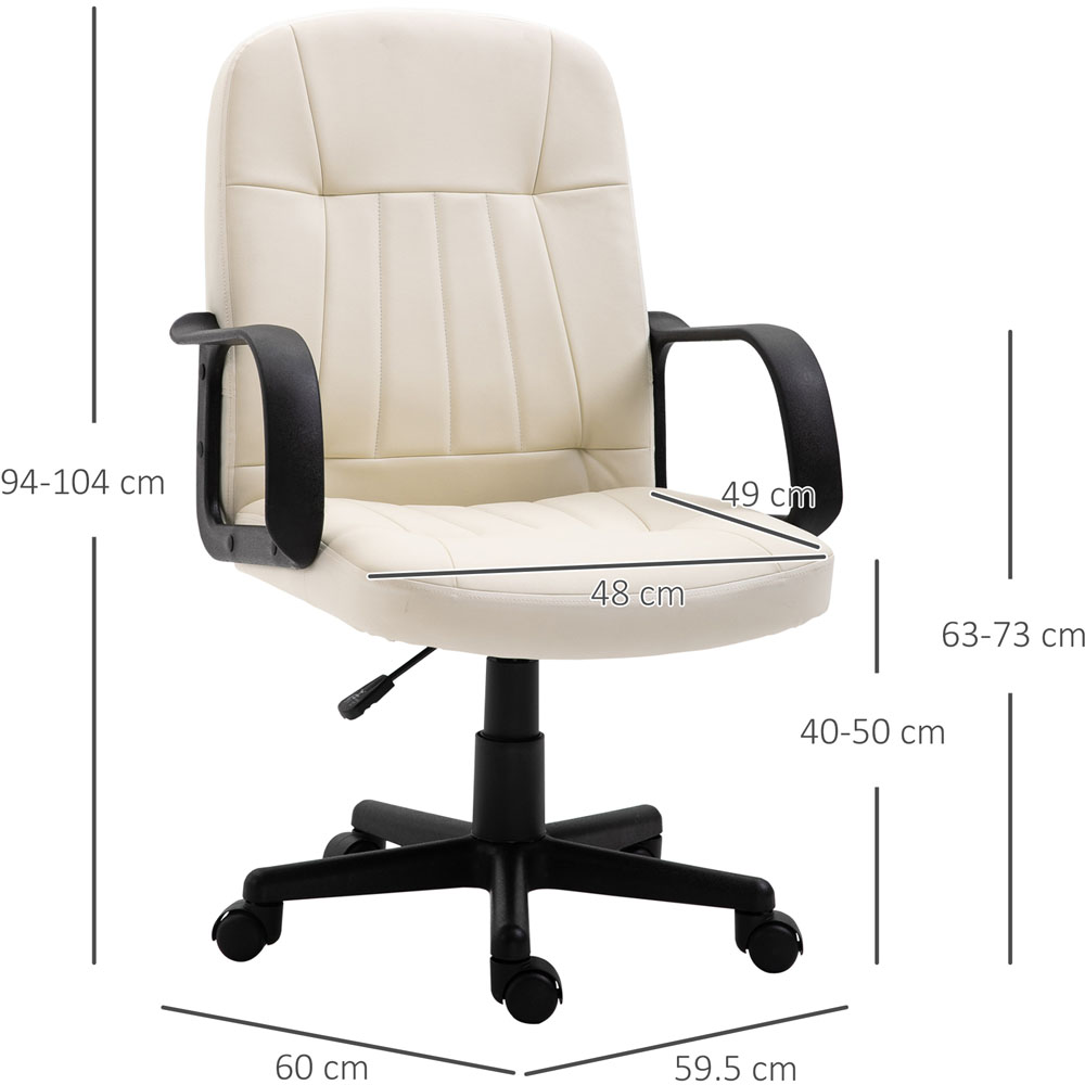 Portland Cream PU Leather Swivel Desk Office Chair Image 4