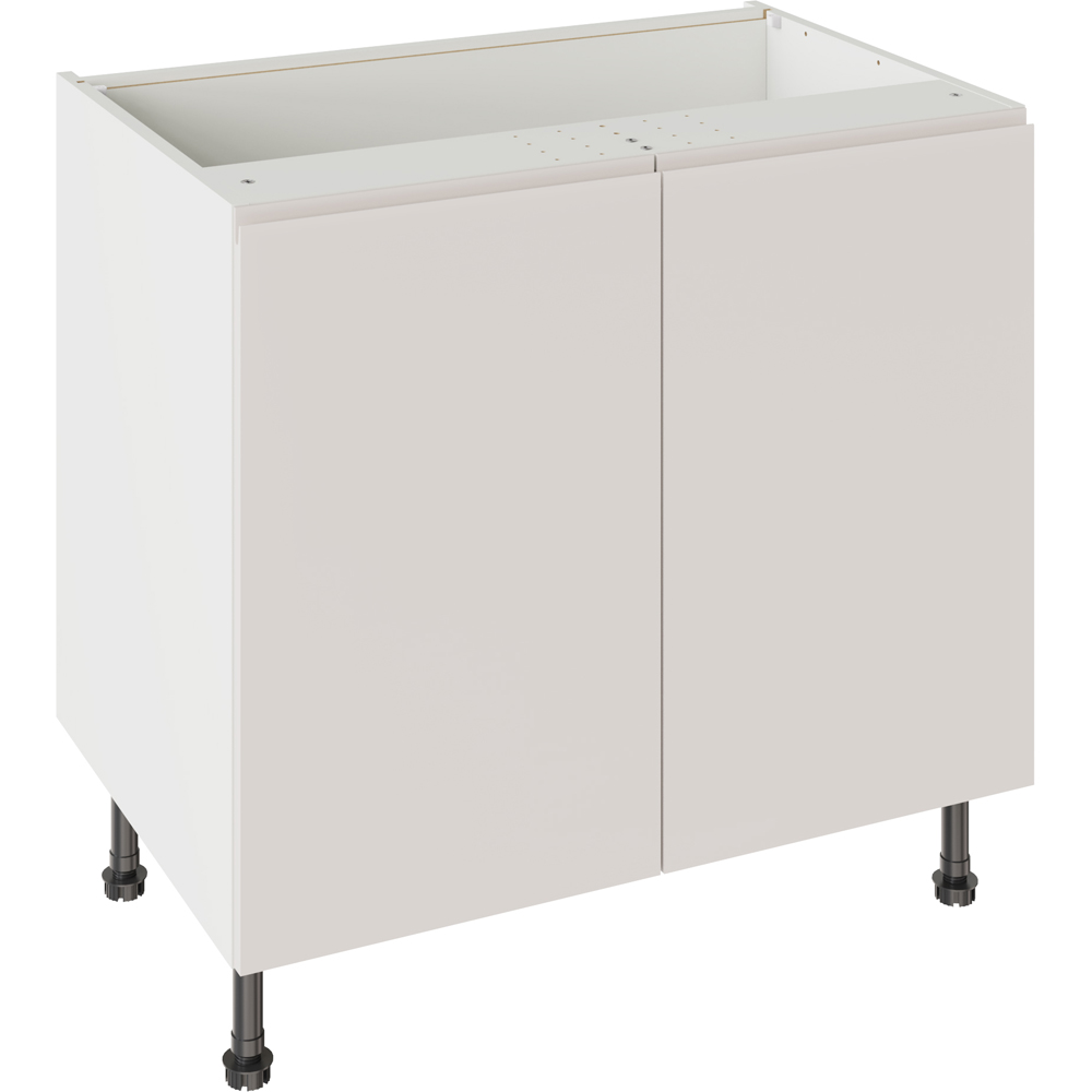 Kitchen Kit J-Pull Gloss Light Grey Base Kitchen Cabinet Flatpack 900mm Image 1