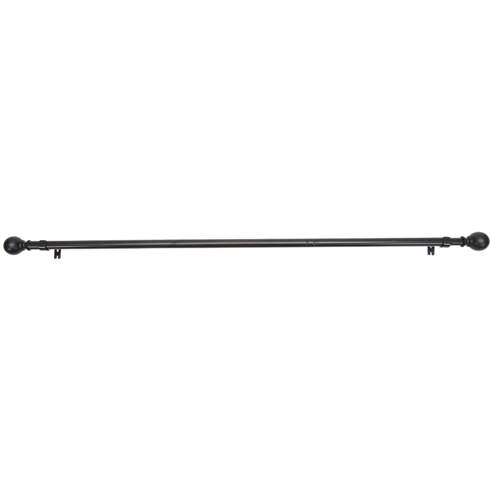 Living and Home 183-366cm Glossy Black Telescopic Curtain Pole with Brackets and Ball Finials Image 4