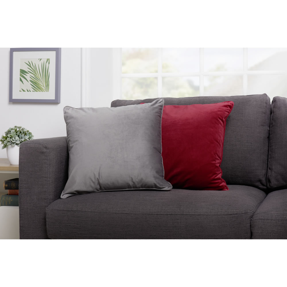 Wilko Charcoal Velour Cushion 50 x 50cm Image 4