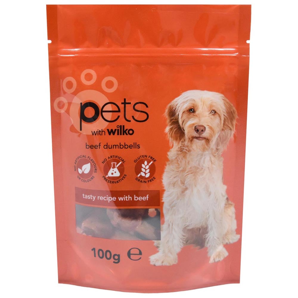 Wilko Chewy Beef Dumbbells Dog Treats 100g Image 1