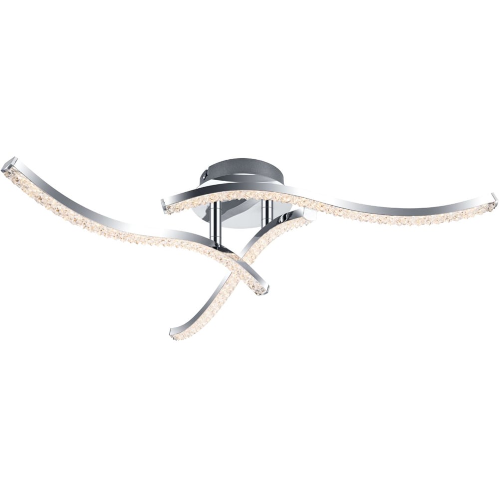 Cosylyte Kenworth 3 Light Chrome Wavy Beaded LED Ceiling Light Image 3