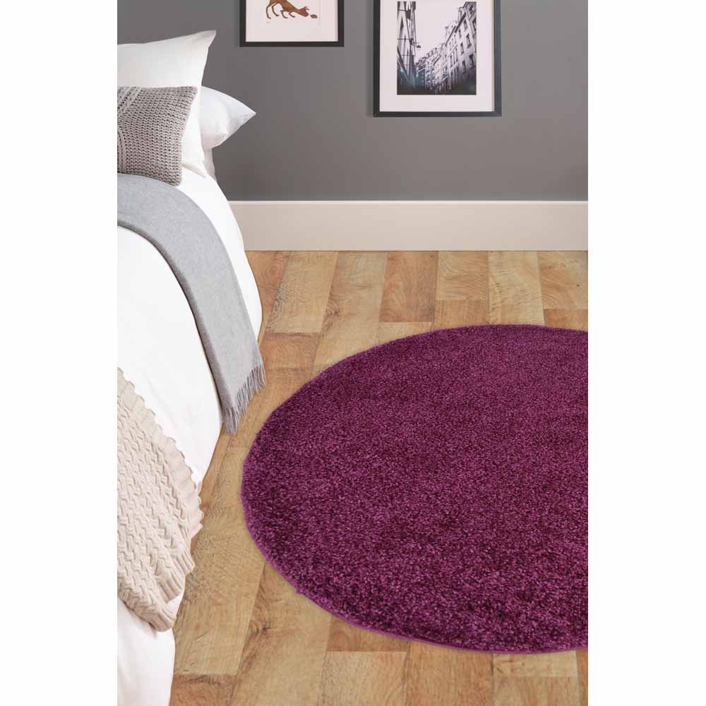 Olympia Shaggy Rug Plum 120cm Circle Wilko