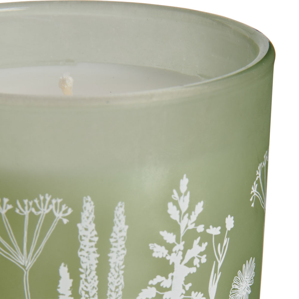Wilko Small Green Frosted Floral Candle Image 3