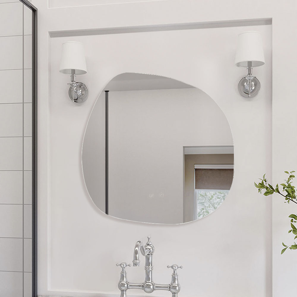 Living and Home White Frameless Irregular LED Wall Mirror 57.5 x 60cm Image 6