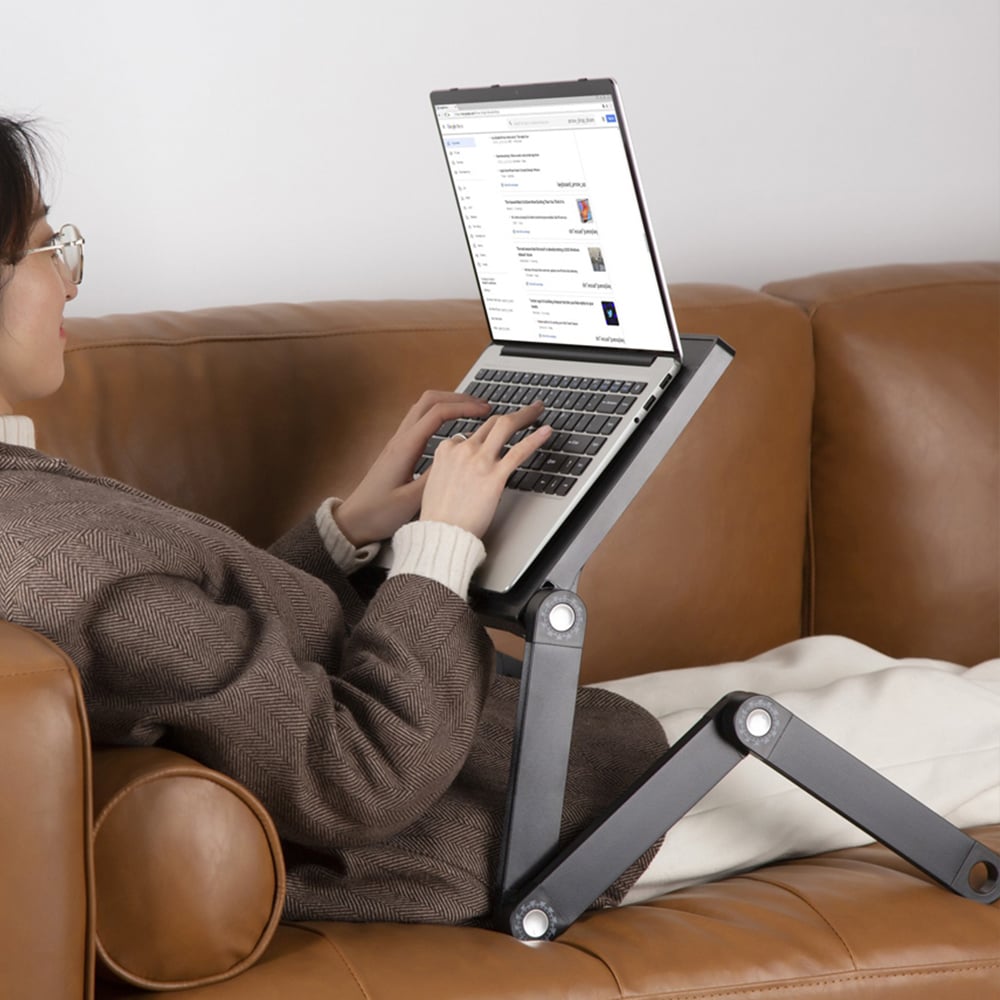 ProperAV Black Multi Functionable Stand Up Laptop Stand with Mouse Pad Mount Image 2