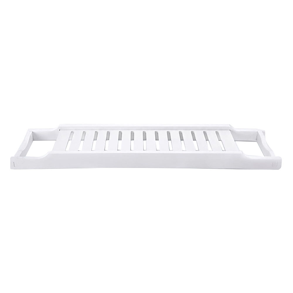 Living and Home Bamboo White Bath Tray Image 1