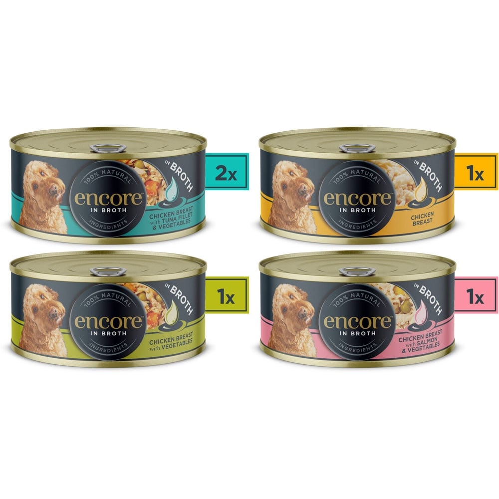 Encore Chicken Selection Broth Tin Wet Adult Dog Food 156g 5 Pack Image 2