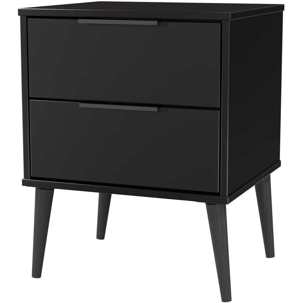 Crowndale Hong Kong 2 Drawer Matt Black Compact Bedside Cabinet Ready Assembled Image 3