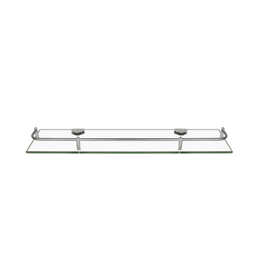 Living And Home WH0714 Silver Tempered Glass & Aluminium Wall Mounted Bathroom Shelf 50cm Image 1