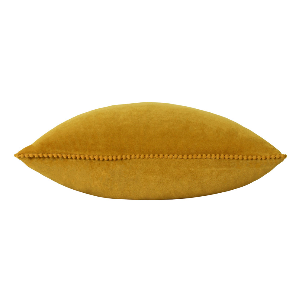 furn. Cosmo Ochre Square Velvet Pom-Pom Cushion Image 2