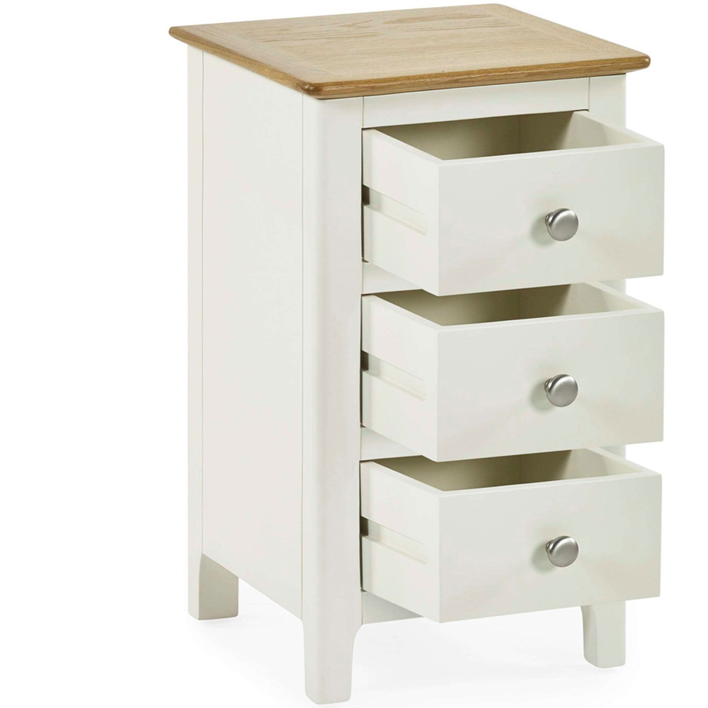 Julian Bowen Somerset 3 Drawer White and Oak Compact Bedside Table Image 3